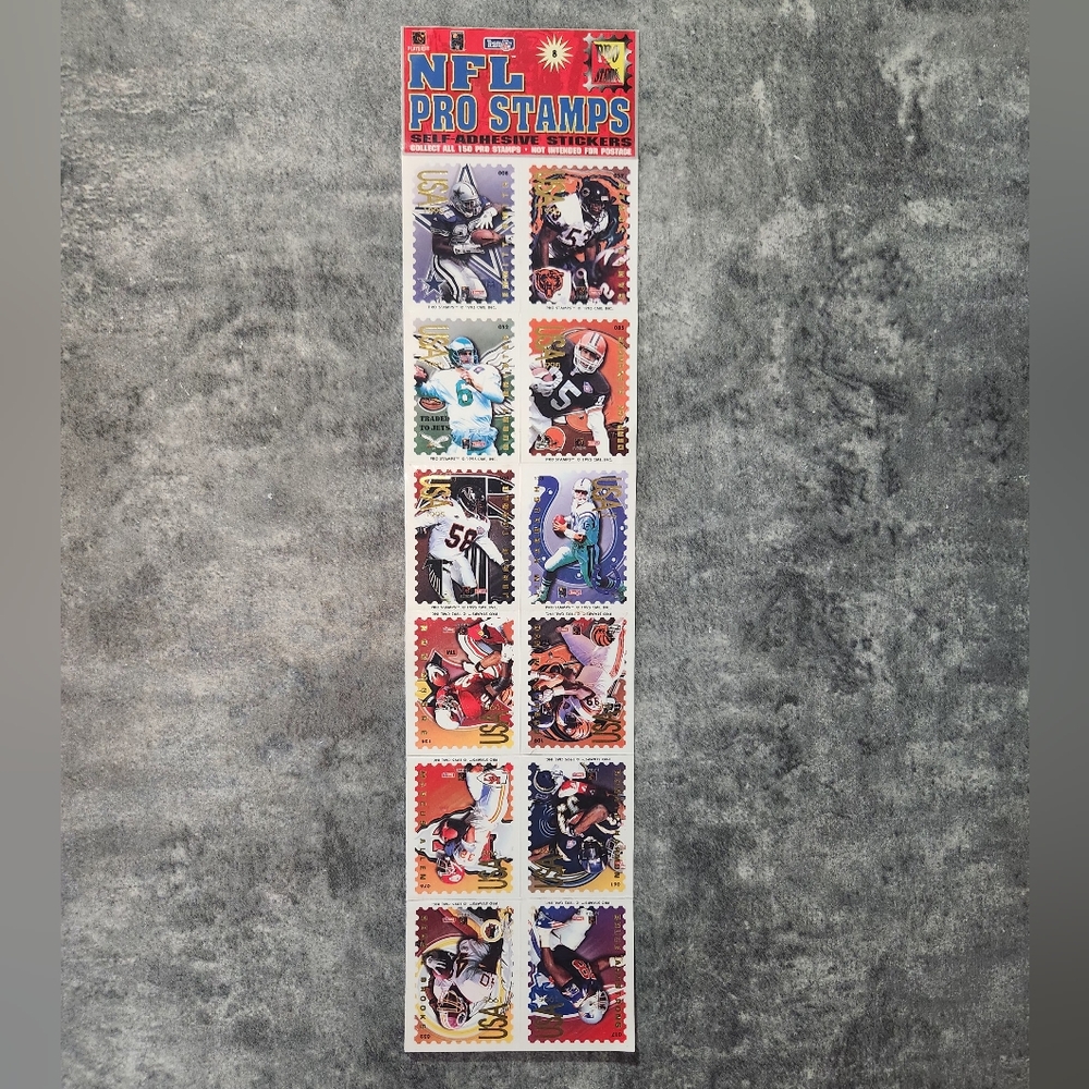 12 Vintage 1995 NFL Pro Football Stickers Scrapbooking Crafts
